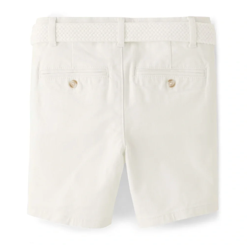Gymboree Boys Belted Chino Shorts - Simply White Size 10